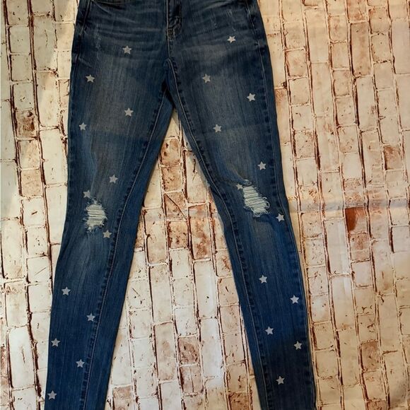 KanCan Blue Skinny Jeans Distressed Denim - Picture 3 of 11